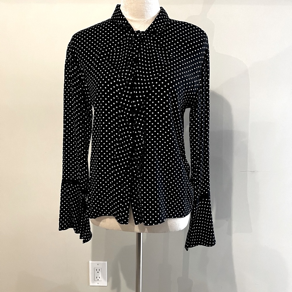 Three Dots women’s small polka dot blouse